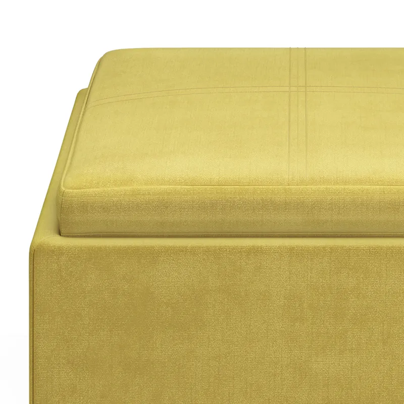 Rockwood - Cube Storage Ottoman with Tray - Dijon Yellow