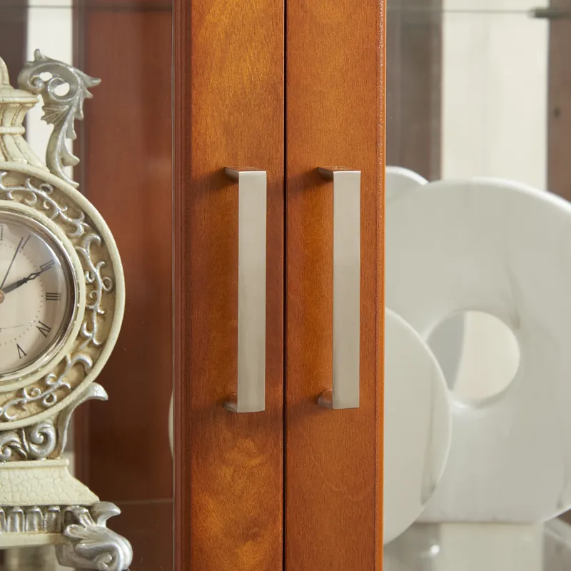 Curio Cabinet Lighted Curio Diapaly Cabinet With Adjustable Shelves And Mirrored Back Panel, Tempere