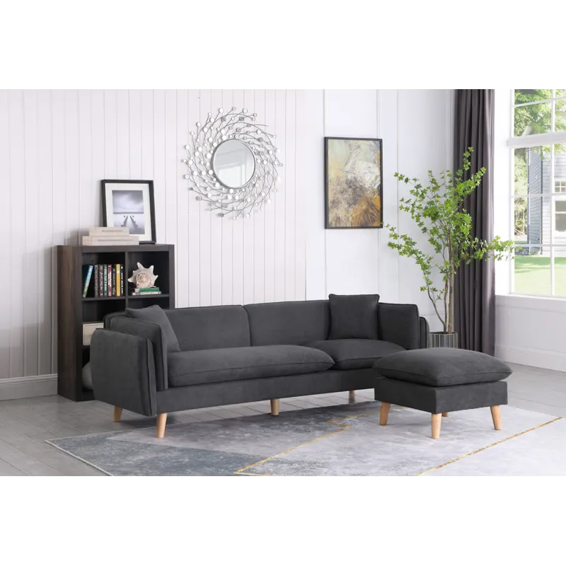 Brayden - Fabric Sectional Sofa Chaise - Dark Gray