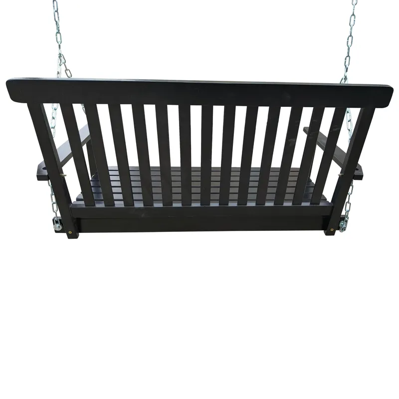Front Porch Swing With Armrests For Outdoor Patio, Garden Yard, Backyard Or Sunroom - Black