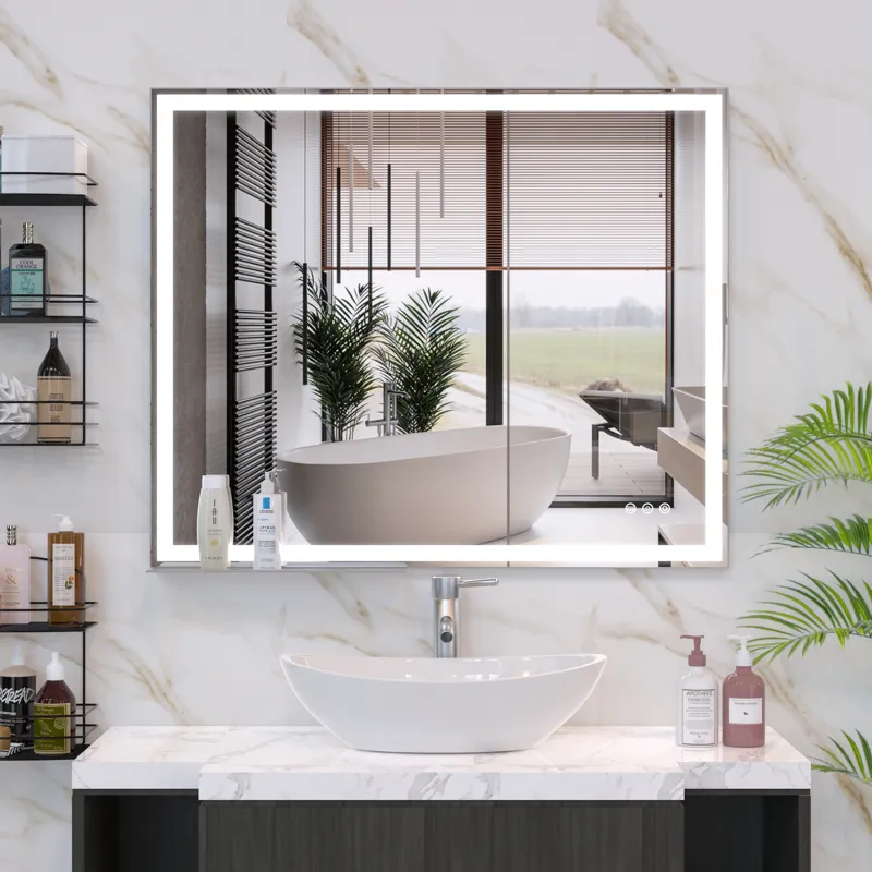 LED Bathroom Vanity Mirror Wall Mounted Adjustable White / Warm / Natural Lights Anti-Fog Touch Swit