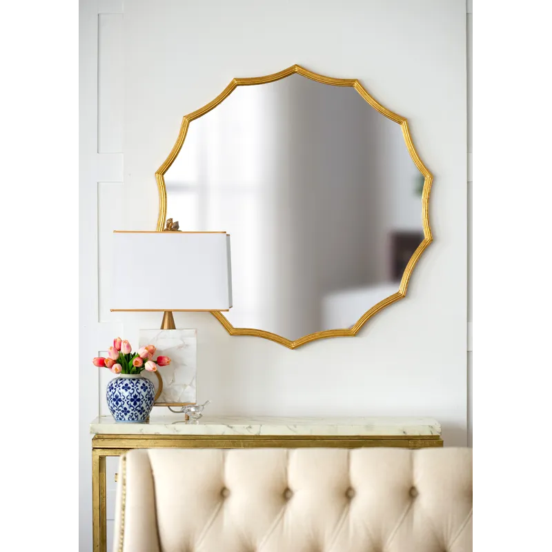 Round Sunburst Wall Mirror, Wall Decor Mirror For Entryway Bedroom Living Room - Gold