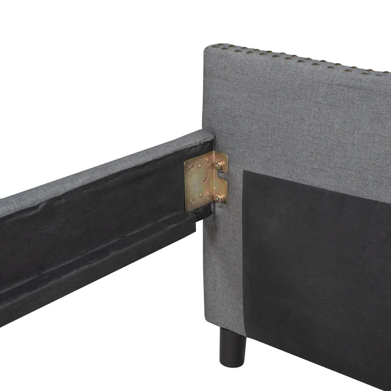 Full Size Upholstered Daybed With Two Drawers, Wood Slat Support - Gray