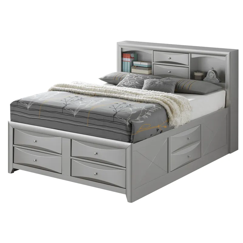 Marilla - G1503G-KSB3 King Storage Bed - Silver Champagne