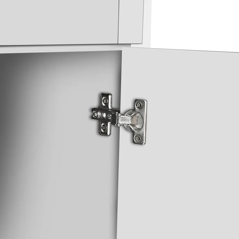 Tall Storage Cabinet With 8 Doors And 4 Shelves, Wall Storage Cabinet For Living Room, Kitchen, Offi