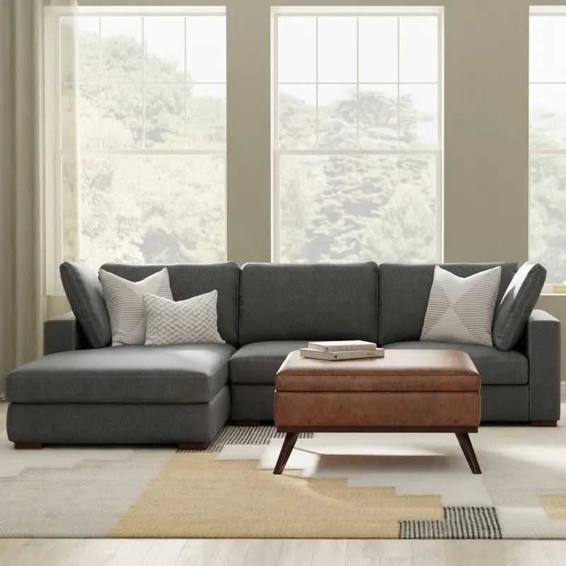 Charlie - Deep Seater Left Sectional Sofa - Pebble Gray