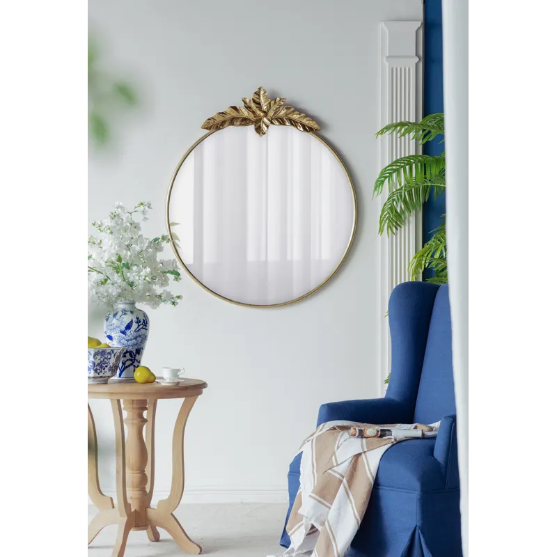 Large Round Wall Mirror With Metal Frame, Circle Accent Mirror For Living Room Bedroom Entryway - Go