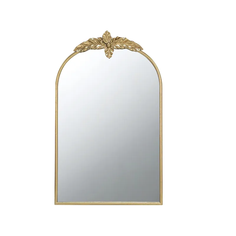 Arched Wall Mirror With Metal Frame, Wall Mirror For Living Room, Bedroom Hallway - Gold