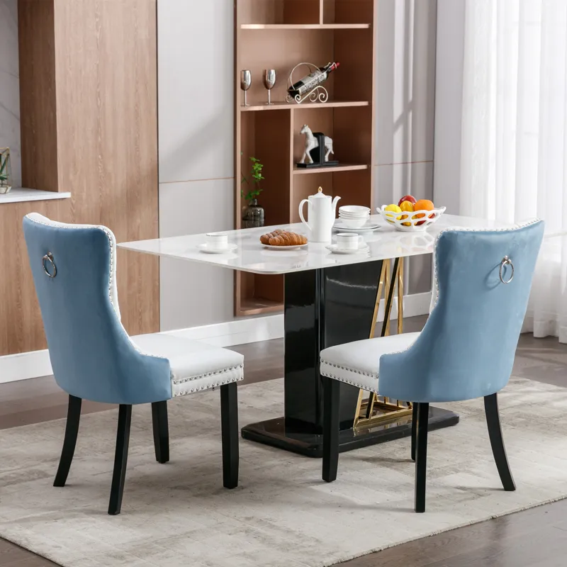 Nikki - Modern, High-End Tufted Solid Wood Contemporary PU And Velvet Upholstered Dining Chair With 
