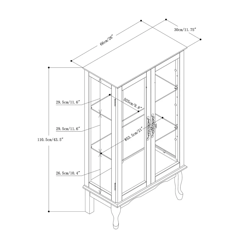 Curio Cabinet Lighted Curio Diapaly Cabinet With Adjustable Shelves And Mirrored Back Panel, Tempere