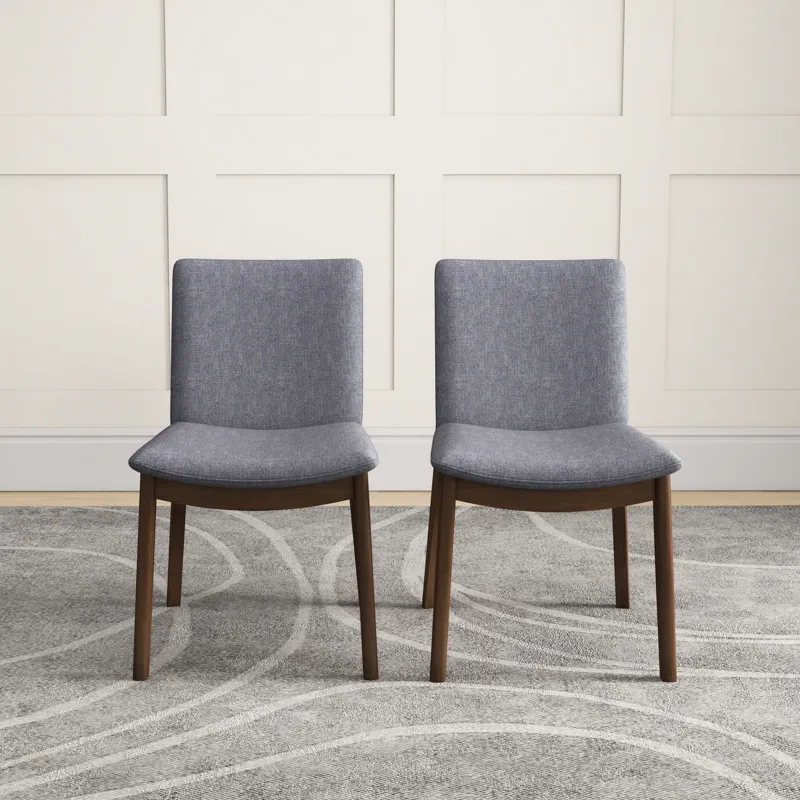 Laura - Mid-Century Modern Solid Wood Dining Chair (Set of 2) - Gray