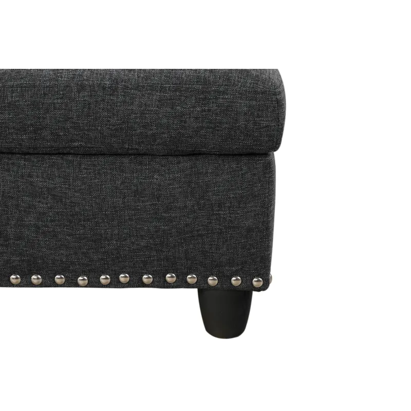 Alger - 98" Wide Left Hand Facing Sofa & Chaise With Ottoman - Charcoal Grey