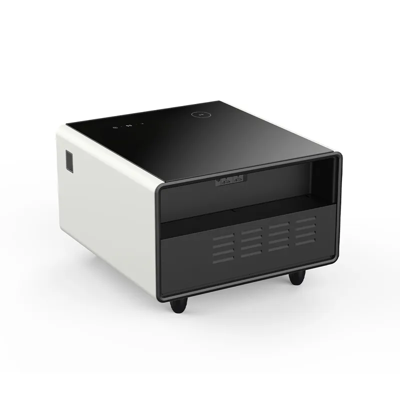 Modern Smart Side Table With Built-In Fridge, Wireless Charging, Temperature Control, Power Socket, 