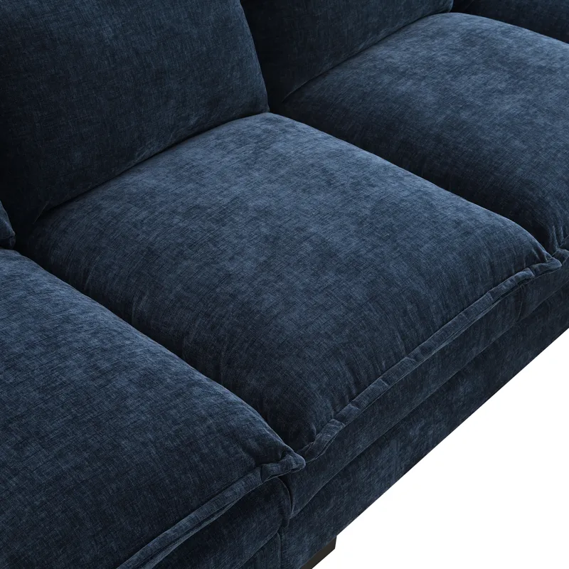 Modern L Shaped Chenille Cloud Sofa With Double Seat Cushions, 5 Seat Upholstered Indoor Furniture, 