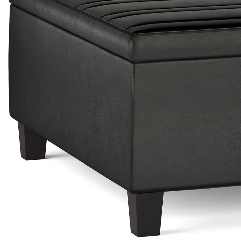 Ellis - Coffee Table Storage Ottoman - Distressed Black