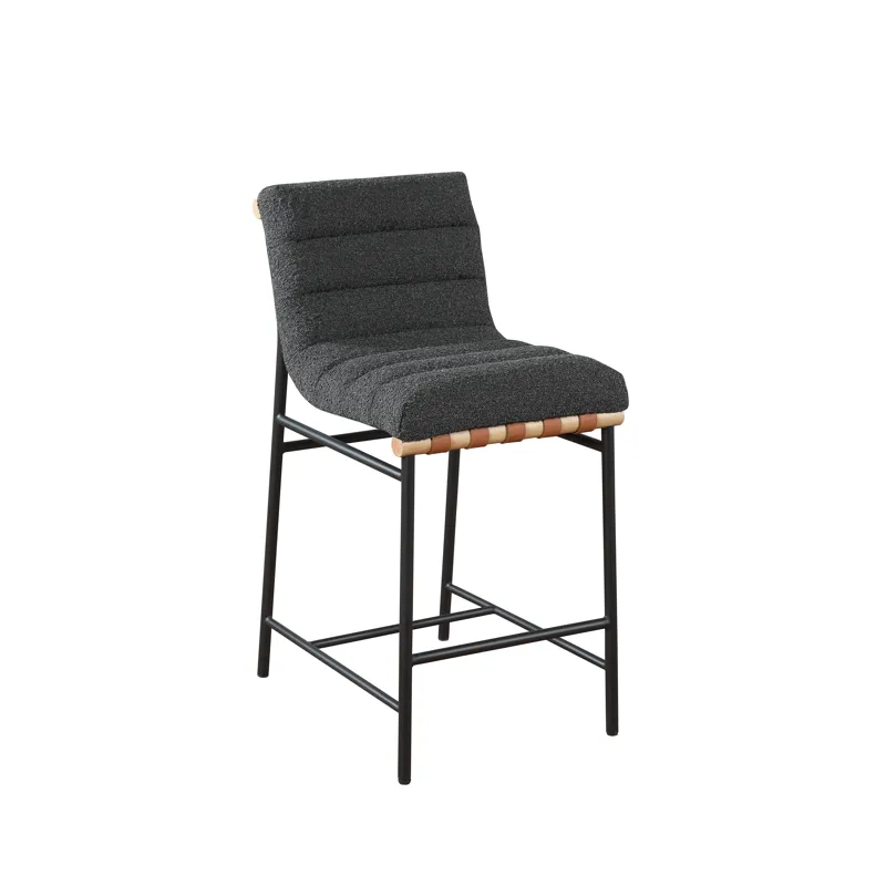 Lahni - 17.Boucle Fabric Counter Height Chair - Dark Gray