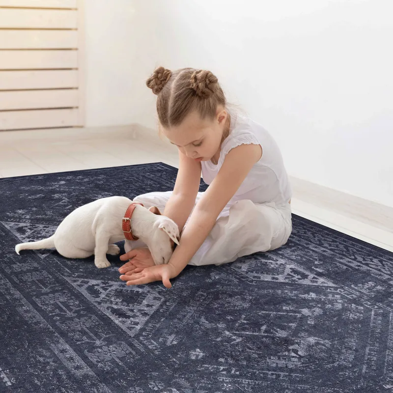 9\' x 12\' Area Rug, Washable Rug, Low-Pile, Non-Slip, Non-Shedding, Foldable, Kid & Pet Friendly Ar