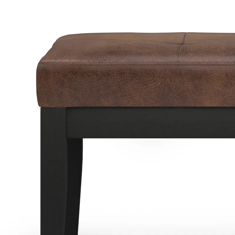 Lacey - Tufted Ottoman Bench - Distressed Chestnut Brown