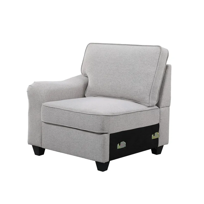 Leo - 7 Piece Modular L-Shape Sectional Sofa And Ottoman - Light Gray Linen