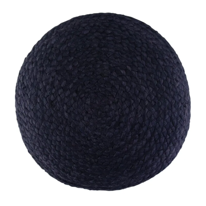 Lydia - Round Pouf - Navy / Natural