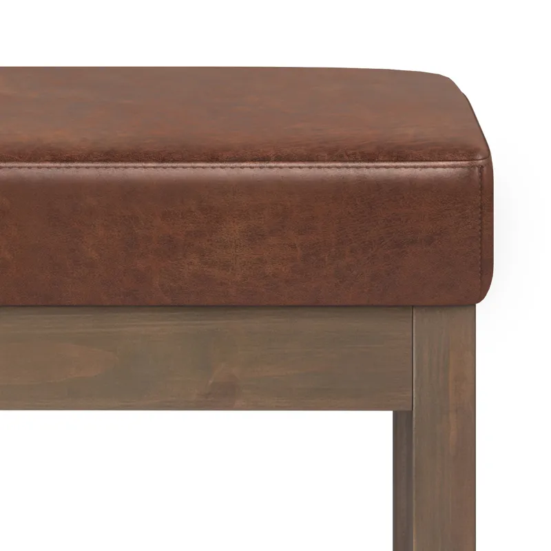 Milltown - Footstool Small Ottoman Bench - Distressed Saddle Brown
