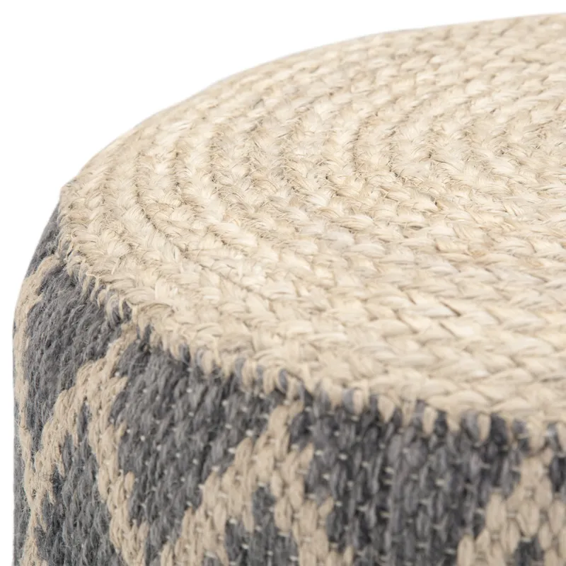 Edgeley - Round Pouf - Grey / Natural