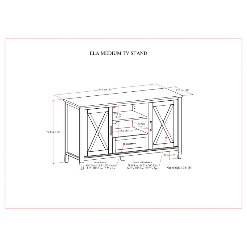 Ela - Medium Tv stand - Smoky Brown