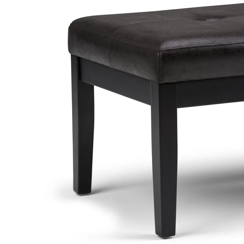 Lacey - Tufted Ottoman Bench - Distressed Black