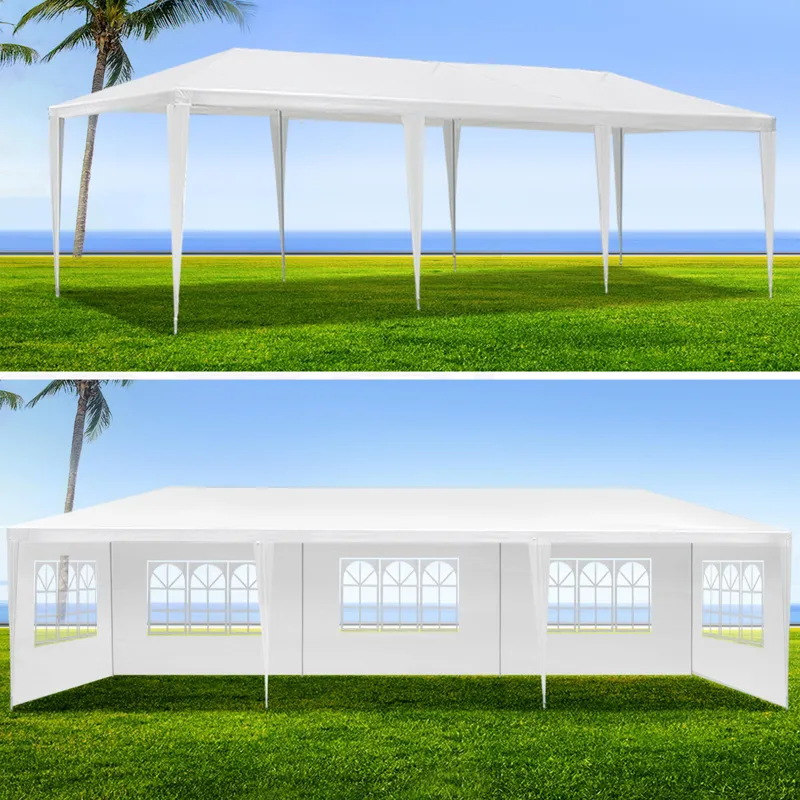 10X30' Wedding Party Canopy Tent Outdoor Gazebo With 8 Removable Sidewalls - White