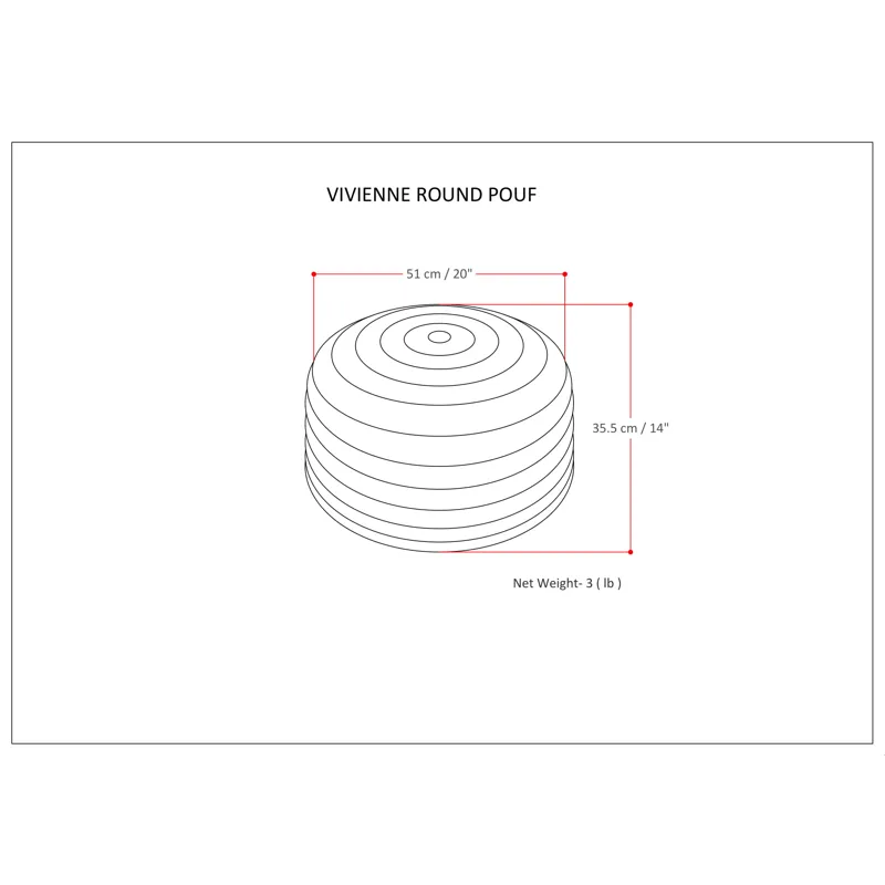 Vivienne - Round Pouf - Turquoise