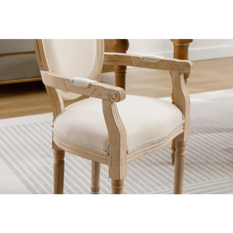 French Style Solid Wood Dining Chair (Set of 2) - Cream