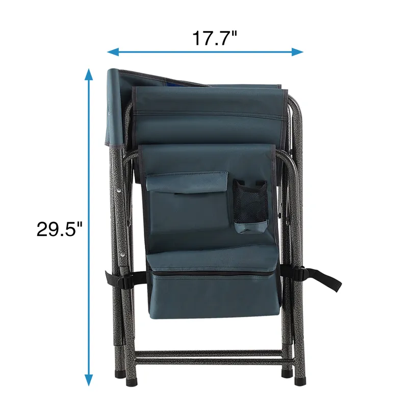 Padded Folding Outdoor Chairs With Storage Pockets (Set of 2), Lightweight Oversized Directors Chair