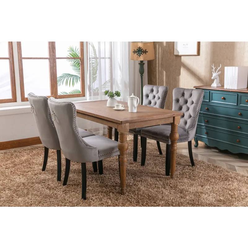 Nikki - Modern, High-End Tufted Solid Wood Contemporary Velvet Upholstered Dining Chair With Wood Le
