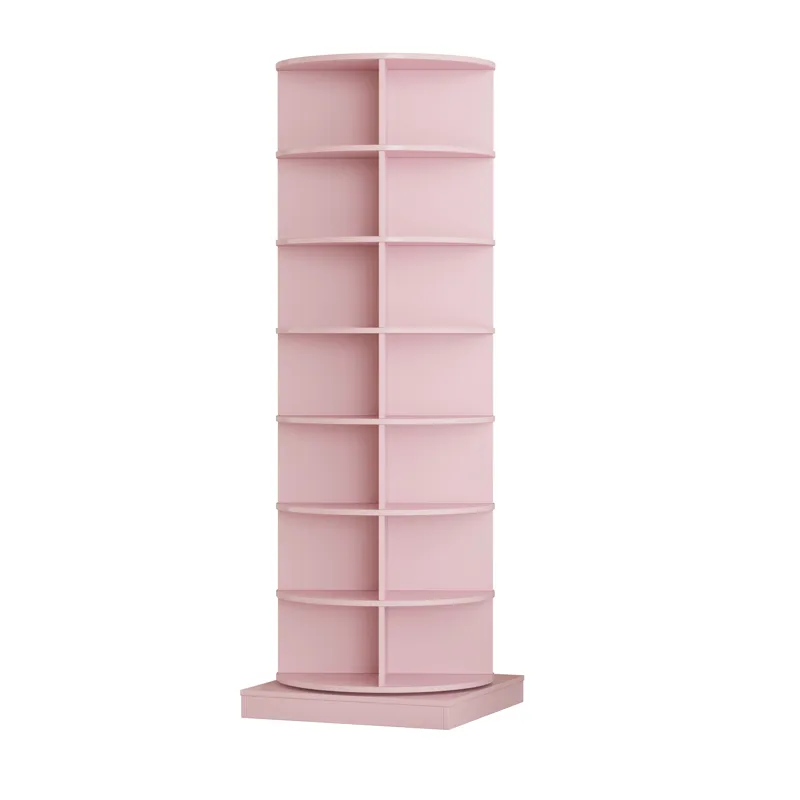 New 360 Rotating Shoe Cabinet With 7 Layers Can Accommodate Up To 28 Paris Shoes - Pink