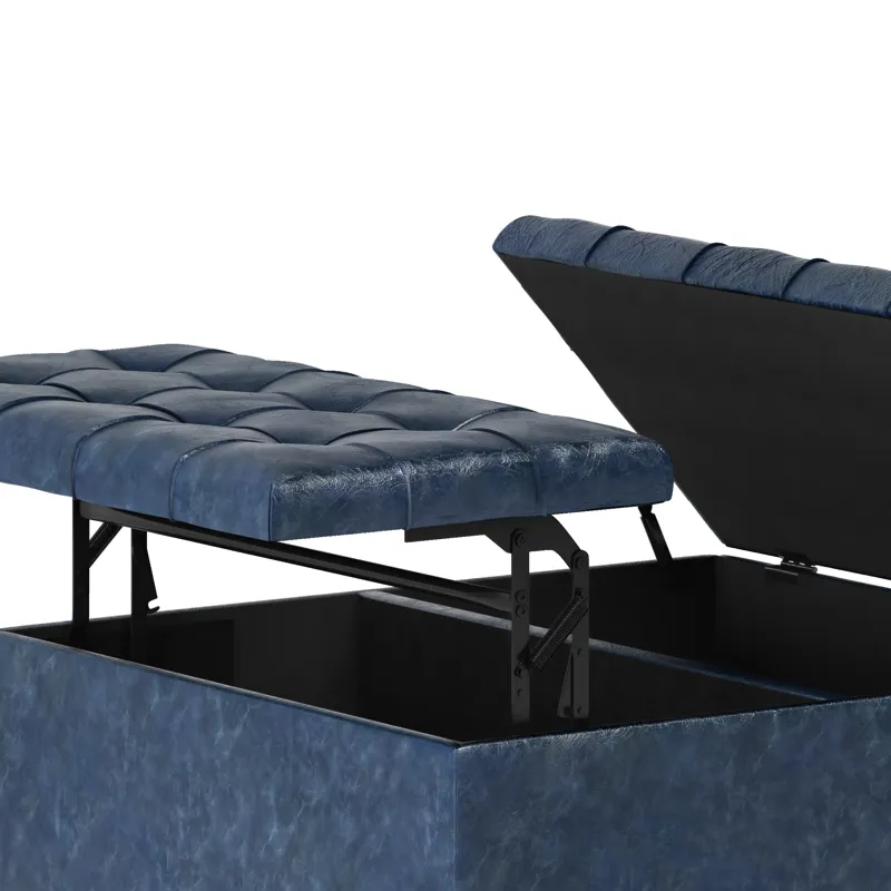 Harrison - Coffee Table Storage Ottoman - Denim Blue