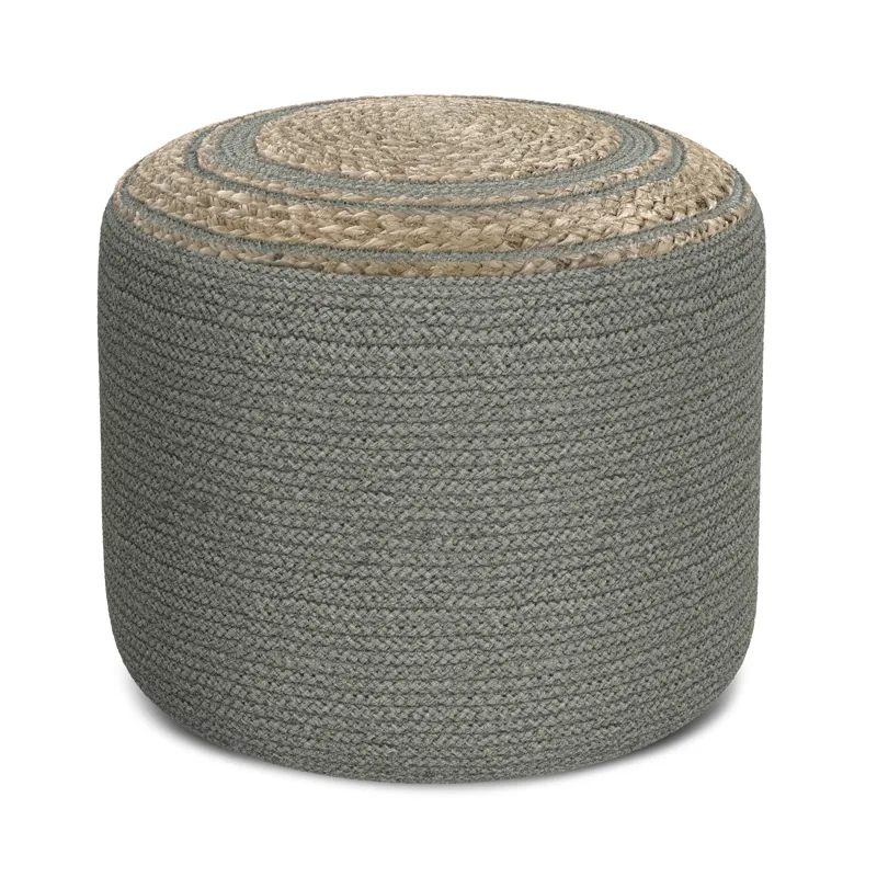 Serena - Round Braided Pouf - Dove Grey