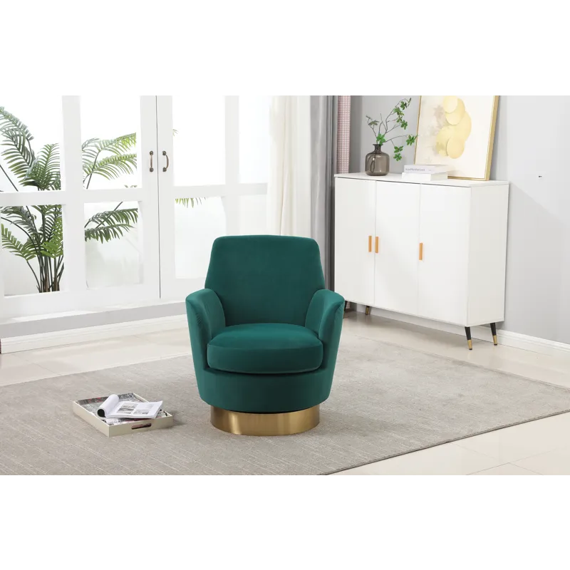 Velvet Swivel Barrel Chair, Swivel Accent Chairs Armchair For Living Room, Reading Chairs For Bedroo