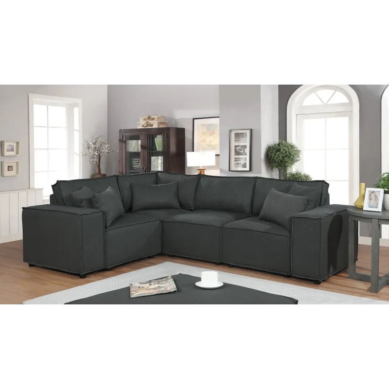 Melrose - Modular Sectional Sofa With Ottoman - Dark Gray Linen