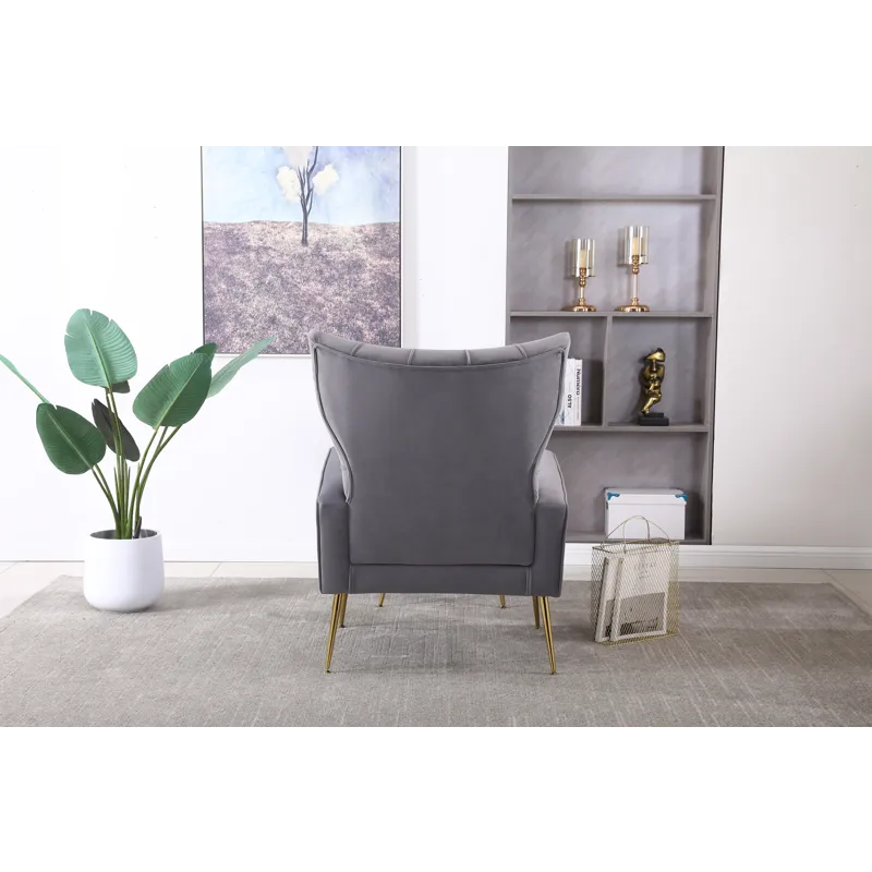 Modern Accent Chair With Ottoman, Comfy Armchair For Living Room, Bedroom, Apartment, Office - Gray