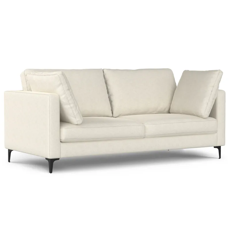 Ava - 76\" Mid Century Sofa with Ottoman Set - Cream