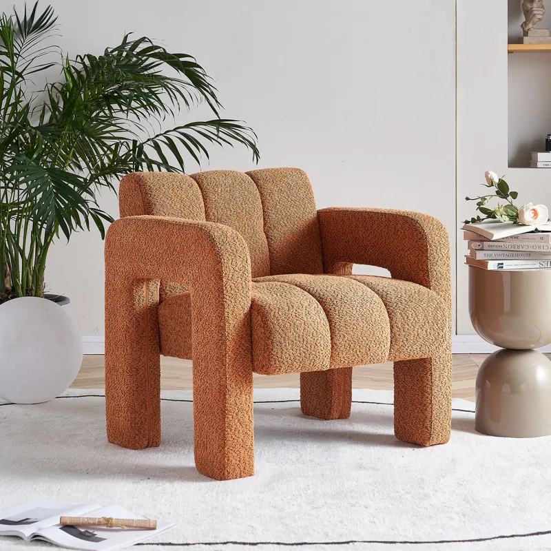 31.10\" Wide Boucle Upholstered Accent Chair - Orange