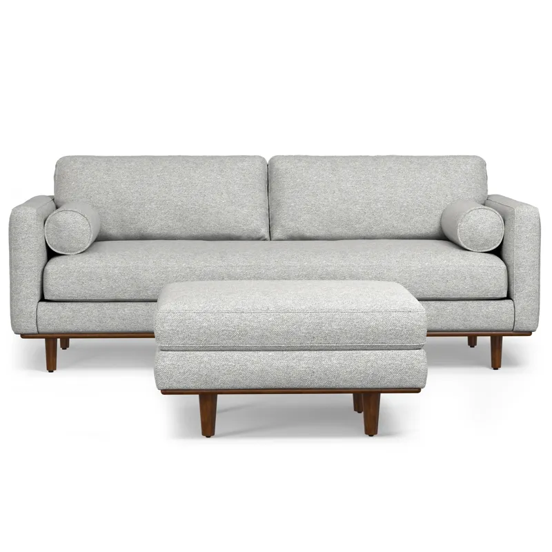 Morrison - 89\" Sofa and Ottoman Set - Mist Gray