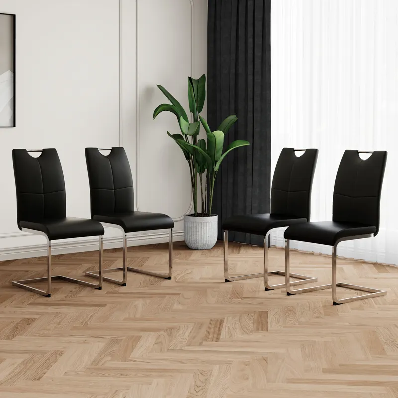 Modern Dining Chairs With Faux Leather Padded Seat Dining Living Room Chairs Upholstered Chair With 