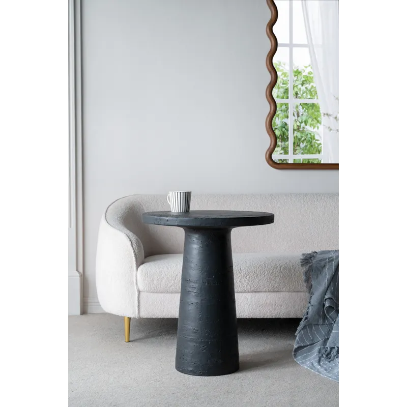 Round Side Table With Pedestal Base - Black - Black
