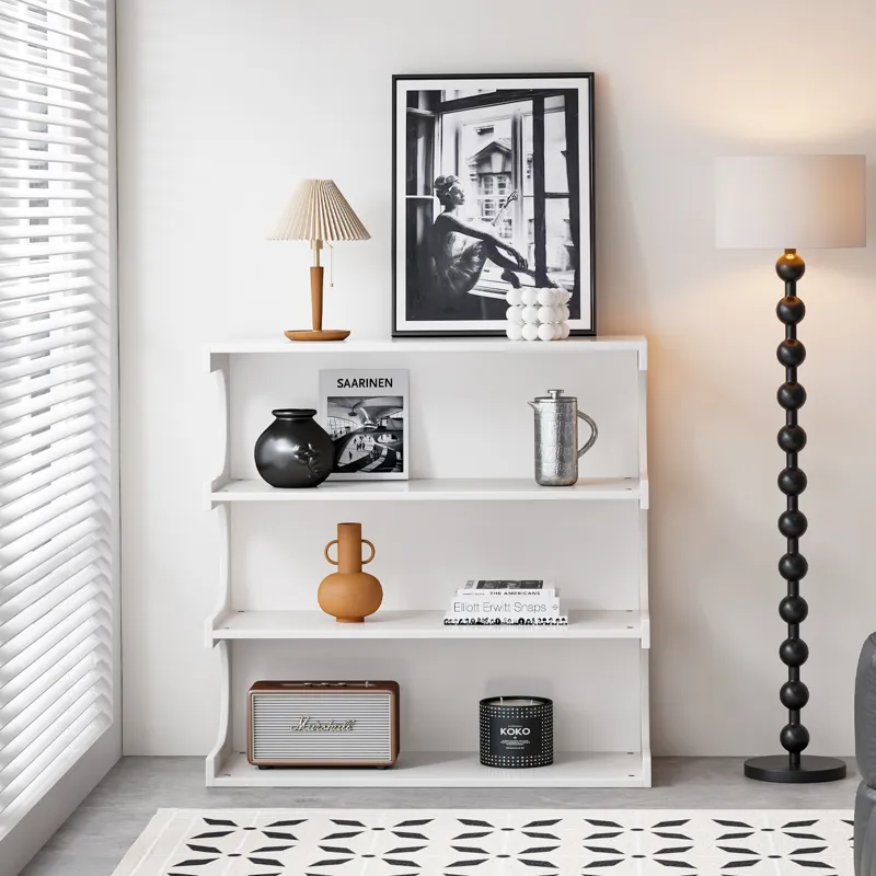 Multifunctional 4 Tier Book Shelf & Coffee Table For Living Room Bedroom Dining Room Study Entryway,