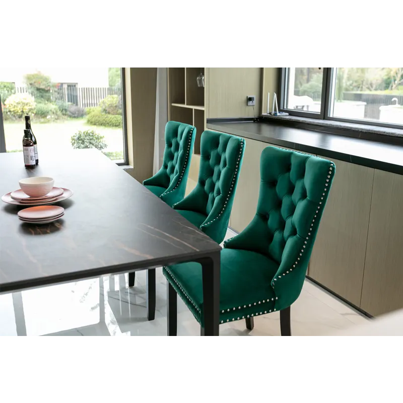 Nikki - Modern, High-End Tufted Solid Wood Contemporary Velvet Upholstered Dining Chair With Wood Le