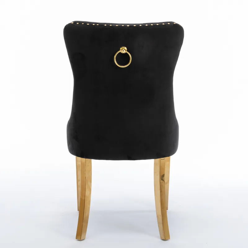 Nikki - Modern, High-End Tufted Solid Wood Contemporary Velvet Upholstered Dining Chair With Golden 