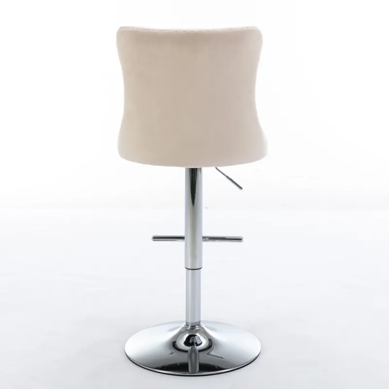 Swivel Velvet Barstools Adjusatble Seat Height From 25-33\", Modern Upholstered Chrome Base Bar Stoo