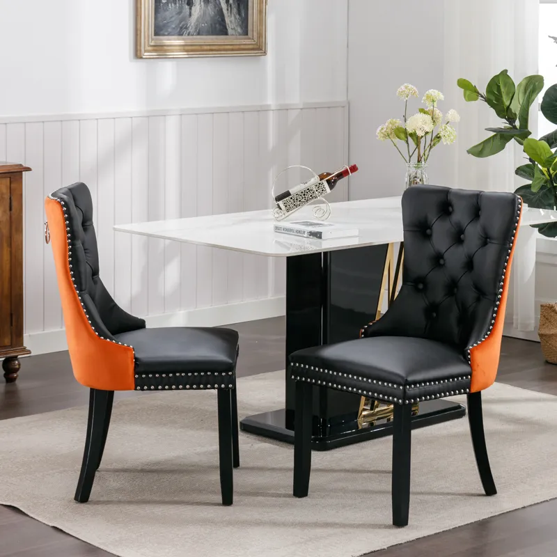 Nikki - Modern, High-End Tufted Solid Wood Contemporary PU And Velvet Upholstered Dining Chair With 