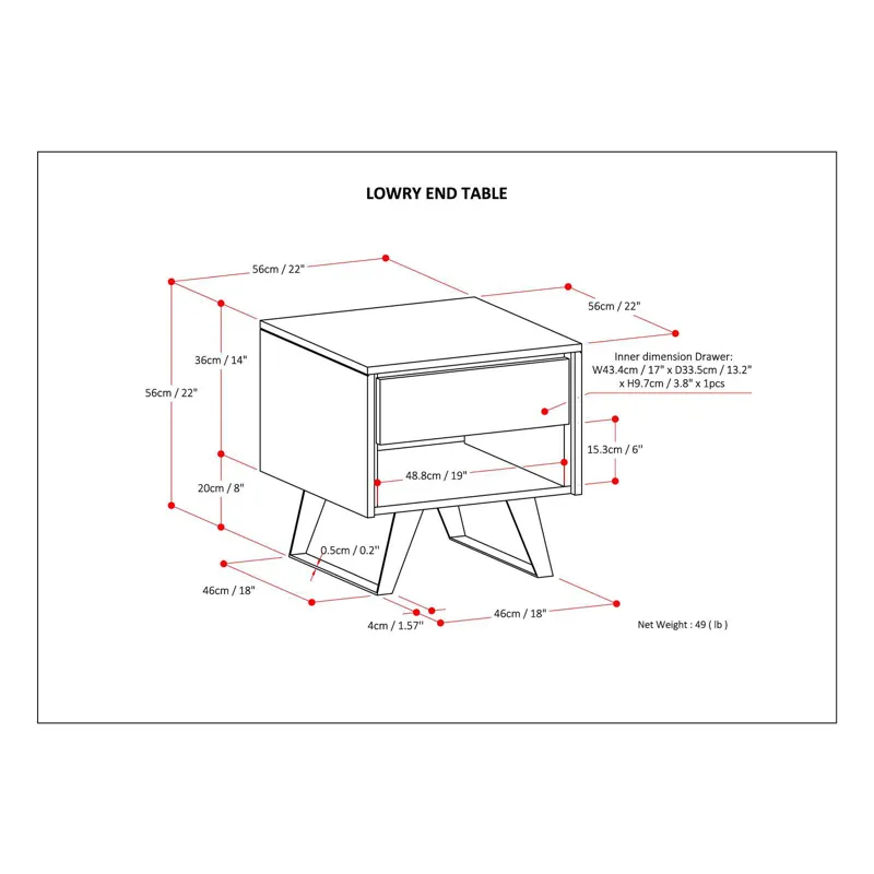 Lowry - End Table - Distressed Golden Wheat